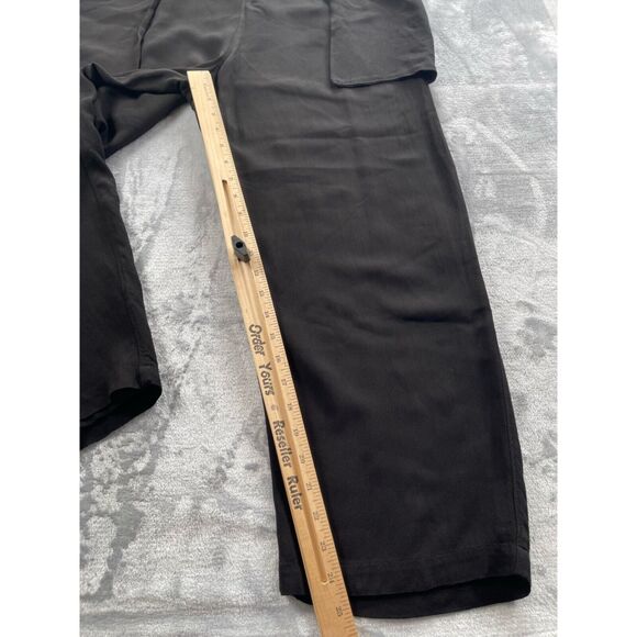 Wilt Pants Womens Large Black Crepe Draped Sheer Pockets Cropped Made in USA - Picture 10 of 16